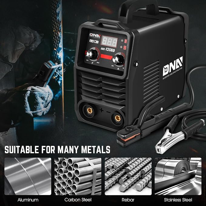 DNA Motoring 125A ARC Stick Welder, 110V Portable ARC MMA Welding Machine, IGBT Inverter with Digital Display, 60% Duty Cycle, Black, TOOLS-00380