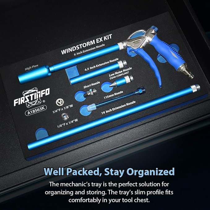 FIRSTINFO A18563KUS Windstorm EX (2X Flow) High Performance Air Blow Gun Master Kit, 9-Piece