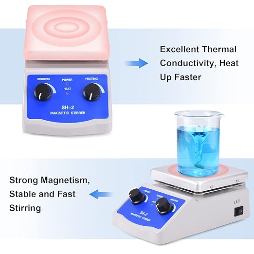 Slendor Magnetic Stirrer SH-2 Hot Plate Mixer Max 520℉ Lab Hotplate Stirrer 2000 RPM Stir Plate with Thermometer, Stir Bar and Support Stand