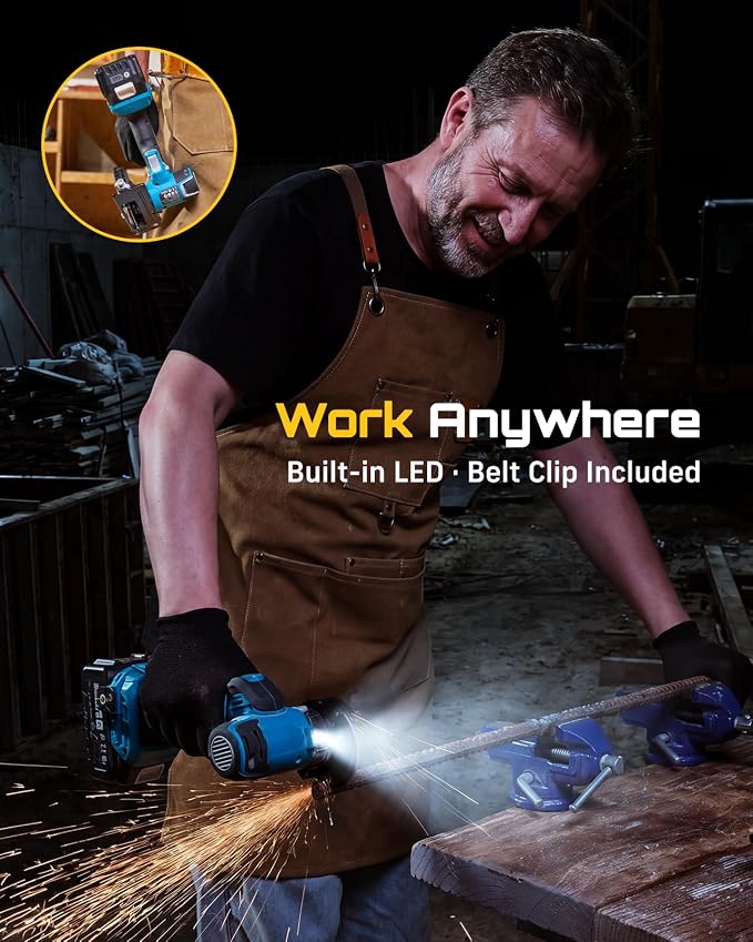 Seesii 21V Brushless 3" Cordless Cut-Off Tool with 2x 4.0Ah Batteries, 20000 RPM Mini Angle Grinder with 0.1s Safety Brake & Forward/Reverse, Cordless Cutter for Metal, Tile, Rebar