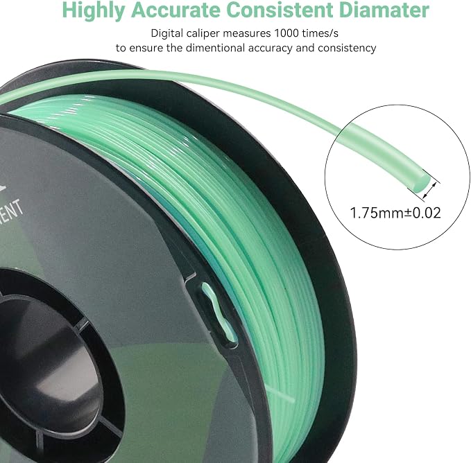 PETG Rainbow 3D Printer Filament, Dimensional Accuracy +/- 0.03 mm, 1kg Spool(2.2lbs), 1.75 mm Fit for Most 3D Printers,Green Blue