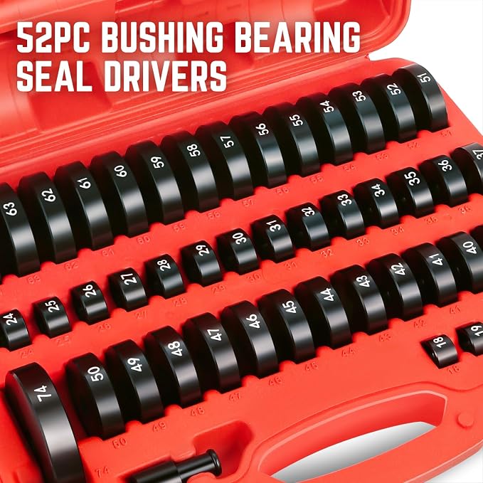DNA Motoring 52pcs Custom Bushing Driver Set, 52 in 1 Transmission Bearing Race Seal Wheel Axle Installer Removal Tools Kit, TOOLS-00575