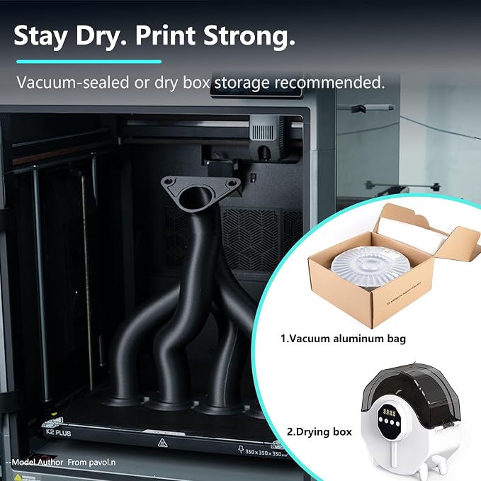 Siraya Tech Fibreheart PET-CF 3D Filament - Carbon Fiber Reinforced, Large 2.5kg Spool for Industrial & Print Farms, High Strength & Rigidity, Easy Printing, Dimensionally Stable (Black, 2.5kg)