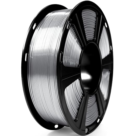 GEEETECH 4KG Silk Silver PLA Filament 1.75mm, 3D Printer Shiny Silk Filament,1kg Spool (2.2lbs), Dimensional Accuracy +/- 0.02mm, Fit Most FDM Printer (Silk Silver)