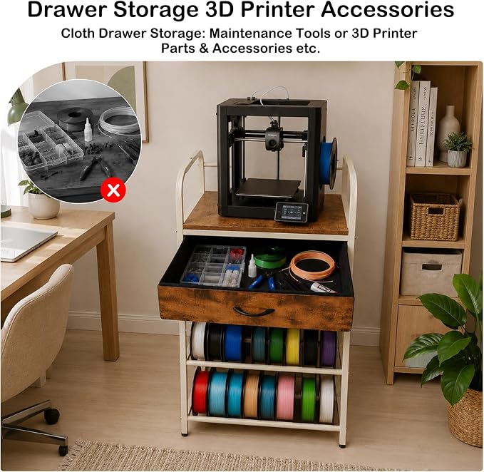 3D Printer Stand with Filaments Storage, Sturdy 23.6" 3D Printer Table Rack