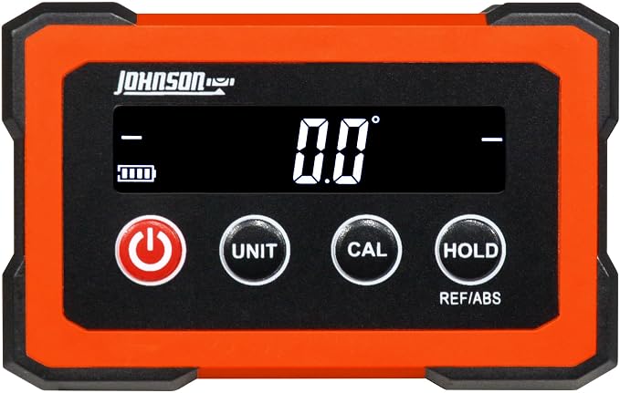 Johnson Level & Tool Dual-Screen Magnetic Digital Angle Gauge & Level – Rechargeable Digital Angle Finder with ±0.1° Accuracy, Auto-Rotating Displays & Rare-Earth Magnets for Table Saw Setup