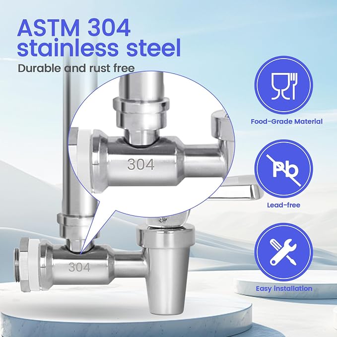 304 Stainless Steel 13 Inch Sight Glass Spigot, Compatible with Purewell, ProOne, and Other Gravity-Fed Water Filtration Systems, Clear Water Level View, Stainless Steel Handle