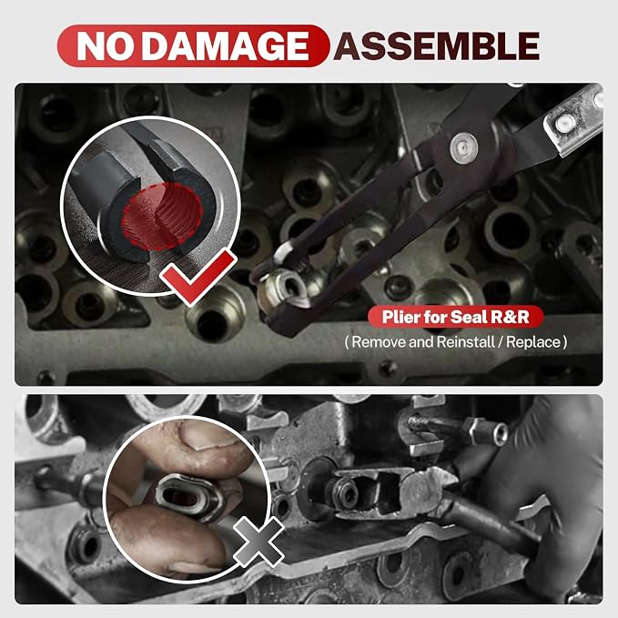 BILITOOLS 13pcs Valve Spring Compressor Tools with Straight Valve Stem Seal Plier, Valve Lapping/Grinding Tool for ATV, Car, Motorcycle, and Small Engine Equipment