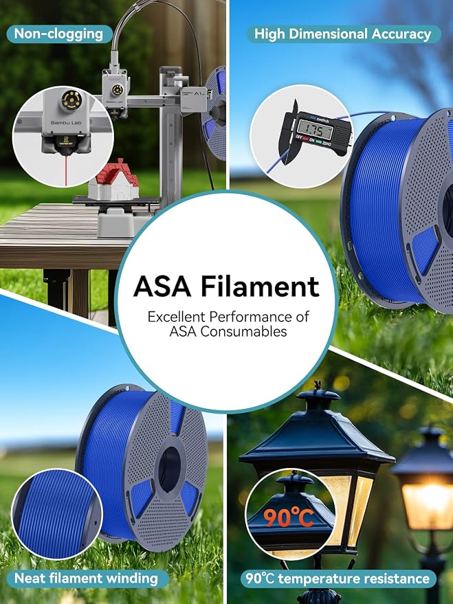 SUNLU 3D Printer ASA Filament 1.75mm, 1KG（Klein Blue） | UV/Rain/Heat Resistant Tough 3D Printer Filament, Great for Printing Outdoor Functional Mechanical Parts, 1kg Spool (2.2lbs)
