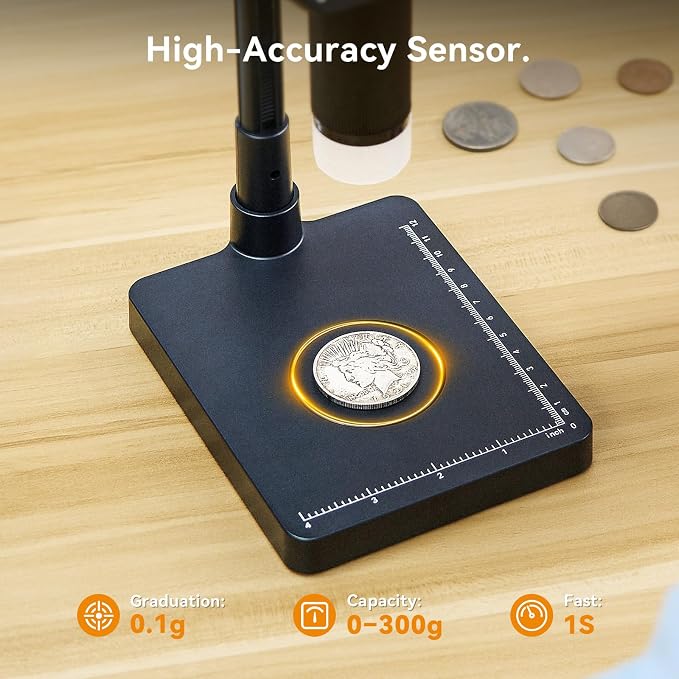 Elikliv EDM4C Coin Microscope with Scale：4.3" Digital Microscope with Adjustable LED+Elikliv Coin Microscope, 4.3'' LCD Digital Microscope 1000x