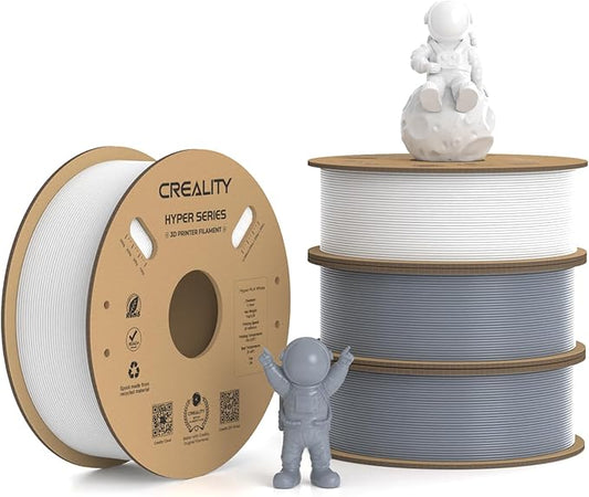 Creality Hyper PLA Filament 1.75mm, 30-600mm/s High Speed 3D Printer Filament, Dimensional Accuracy +/-0.02mm, Fit Most FDM 3D Printers, 4 Pack 1kg Spool(2.2lbs), White & Grey