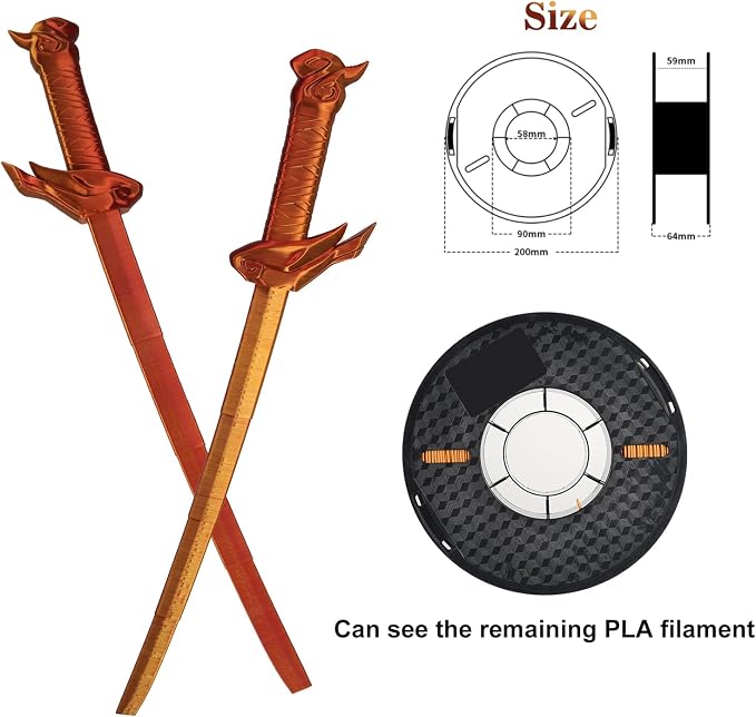 Kingroon PLA Filament, Multicolor Silk PLA Filament, Dual Color 3D Printer Filament, 1.75 mm, Dimensional Accuracy +/- 0.03 mm, 1kg Spool(2.2lbs), Gold Red Copper