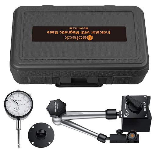 Neoteck 0-1 Inch Dial Indicator with Magnetic Base Holder, Storage Case, Graduation 0.001",176lbs (80kg) Max Pull, for 3D Printer Lathe Workshop Woodworking CNC Machine-Silver