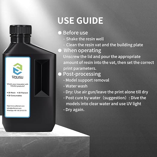YOUSU Flexible Tough (Shore 80A) 3D Printer Resin, Soft Rubber/TPU Like 3D Printing Resin1, High Elongation 405nm Fast UV-Curing Photopolymer Resin for LCD Printer,Black 1000g