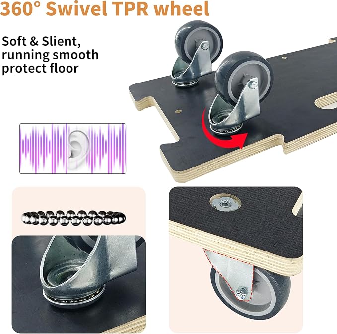 Hard Wood Mover Spliceable Dolly 550Lbs Capacity (2 Packs) 4 Wheels Heavy Duty Furniture Moving Connectable Design Dollier Upgraded Transport Roller