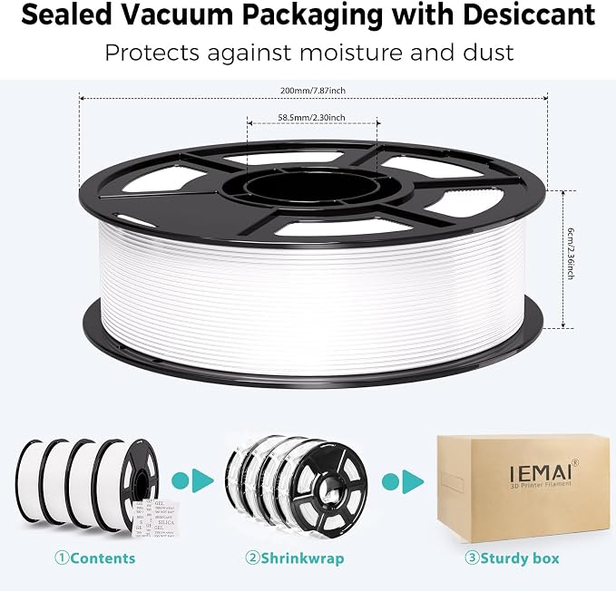 IEMAI PETG Filament 1.75mm Bundle 4KG White, 3D Printer Filament 30-300mm/s Printing Compatible with Bambu Lab, AMS, AMS Lite, Dimensional Accuracy +/- 0.02mm