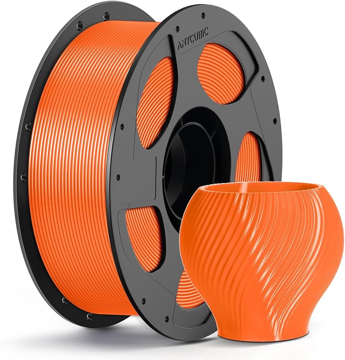 ANYCUBIC PETG Filament 1.75mm, 3D Printer Filament, Dimensional Accuracy +/- 0.02mm, Exceptional Toughness, Print with Most FDM 3D Printers, 1KG Reusable Spool, Classic Orange