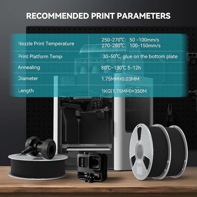 SUNLU Easy PA Filament 1.75mm 1KG, Nylon 6+66 3D Printer Filament, Polyamide (PA) Nylon Filament, Strong and Durable, Warp-Free Printing, PC Spool, Fit Most FDM Printer, 1KG Spool, Natural White