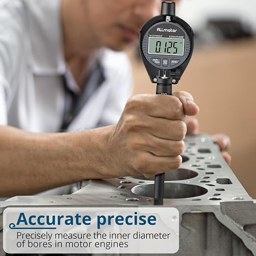 Digital Bore Gauge 1.4"-6",Engine Cylinder Bore Measuring Tool with LCD Display,15 Anvils,6" Measuring Depth,0.0005" Resolution for Cylinder Wear,Taper & Out-of-Round Inspection
