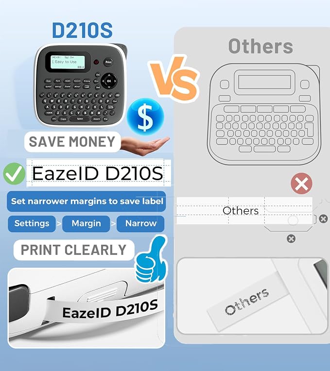 Label Maker Machine with-Tape, Label Maker Waterproof-Labels, Keyboard Labeler Machine Portable, D210S Desktop Labelmaker Multiple Symbols for Home Small Business Kids Teachers School Supplies