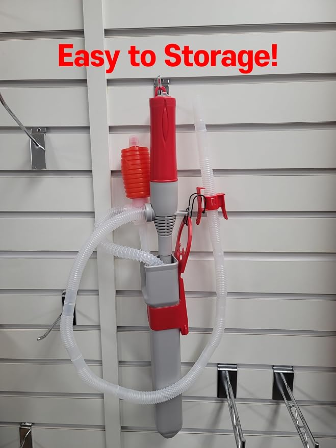 [LITE DELIGHT] Portable Water & Fuel Transfer Pump Set, Powerful D Battery Operated Pump With Hose Clip, Automatic Pump With Storage Case and Manual Siphon, 39.5" Extra Long Hose Fits All Size Cans