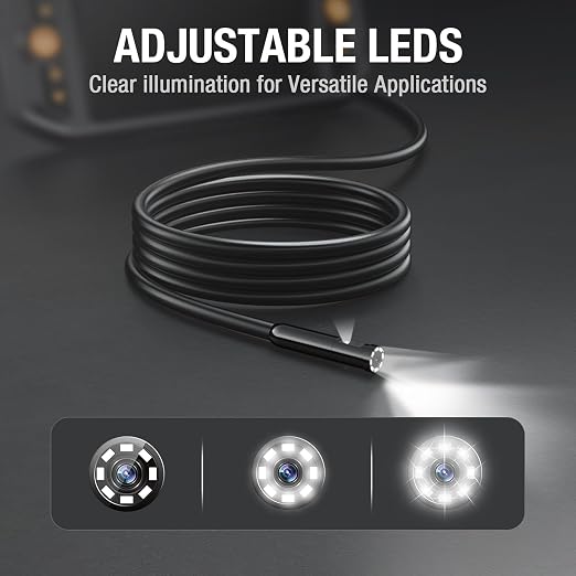 Teslong Dual Lens Endoscope with Light, Mechanic Borescope Inspection Camera, Fiber Optic Scope, Flexible Snake Probe for Automotive, HVAC, Wall & Home Inspections (16.5FT)