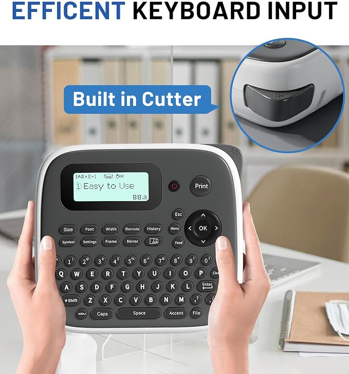 Label Maker Machine with-Tape, Label Maker Waterproof-Labels, Keyboard Labeler Machine Portable, D210S Desktop Labelmaker Multiple Symbols for Home Small Business Kids Teachers School Supplies