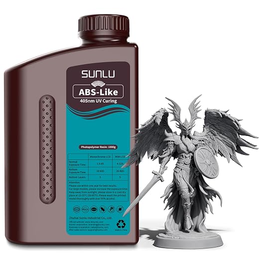 SUNLU ABS Like Resin for 3D Printer, Fast 405nm UV Curing Photopolymer Resin 3D for LCD/DLP/SLA 3D Printers, High Toughness and High Precision, 1KG Grey