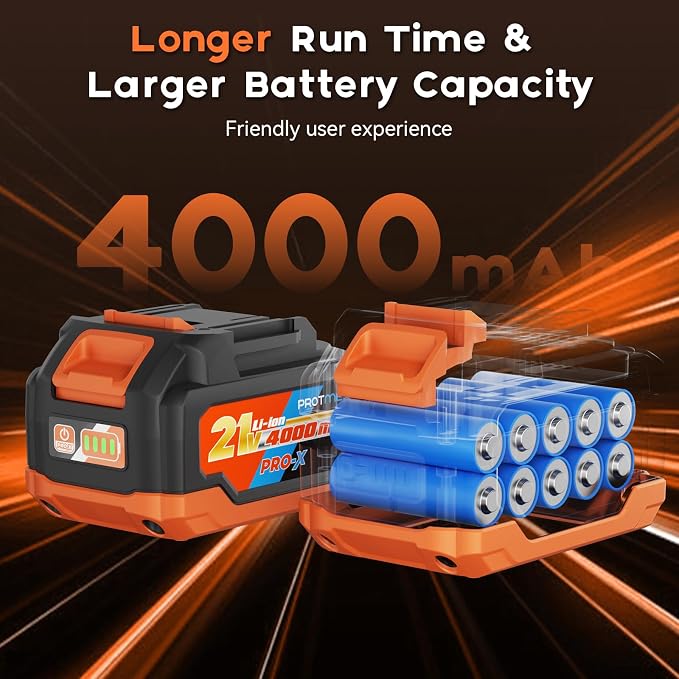 Protmex 900Ft-lbs (1200N.m) Impact Wrench, 1/2" Cordless Impact Driver, 21V High Torque Power Impact Gun - 2x4.0Ah Batteries, Variable Speeds Impact Motor for Pickup Truck/Family Car (Orange Red)