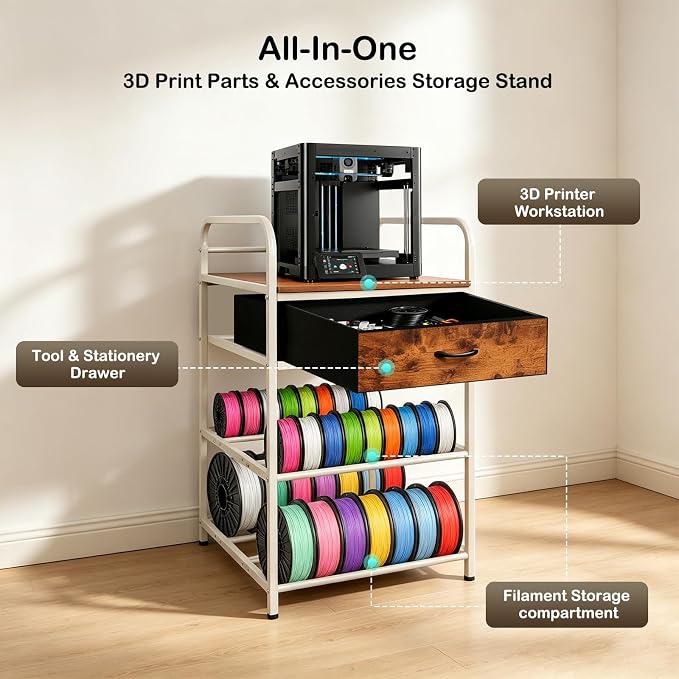 3D Printer Stand with Filaments Storage, Sturdy 23.6" 3D Printer Table Rack