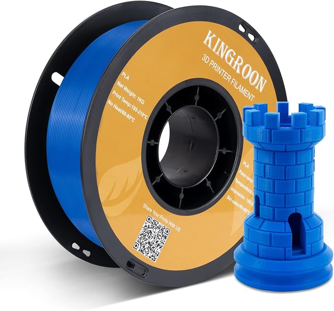 Kingroon PLA 3D Printer Filament, Dimensional Accuracy +/- 0.02 mm, 1 kg Spool(2.2lbs), 1.75 mm，Blue