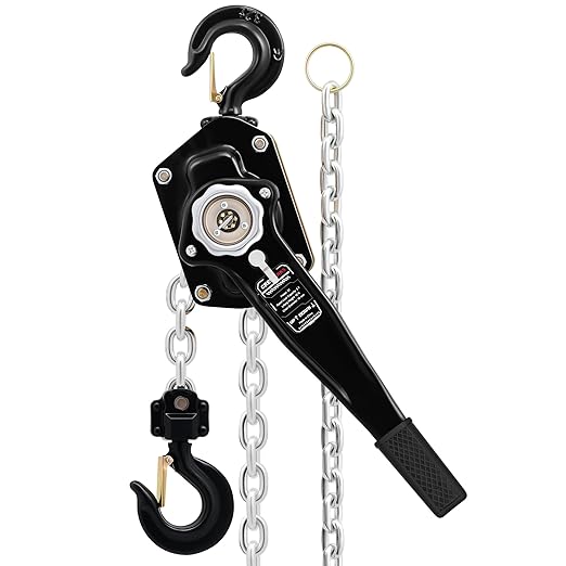 CREWORKS Lever Chain Hoist, 3 Ton 6600 lb Capacity 10 ft Manual Chain Hoist with G80 Galvanized Chain & Swivel Hooks, Heavy Duty Manual Lever Hoist for Construction Warehouse Automotive Factory