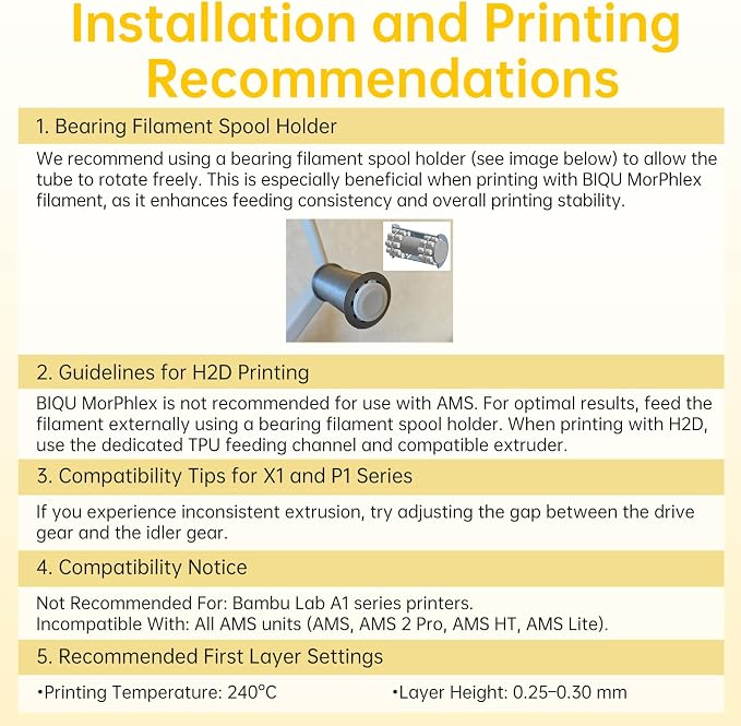 BIQU MorPhlex Flexible Filament 1.75mm, Turn 90A Into Ultra-Soft 75A with High Flexibility, 1Kg (2.2lbs) Spool - Dimensional Accuracy ±0.02 mm, Beginner-Friendly (Beige)