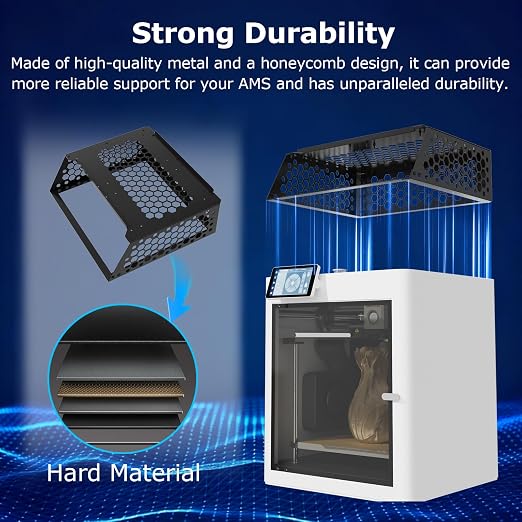 AMS Storage Holder, Can Accommodate 2 AMS/AMS 2 pro, Expandable Honeycomb Design, Space Saving, Compatible with Bambu Lab P1P/P1S/X1C/X1E 3D Printers (Black)