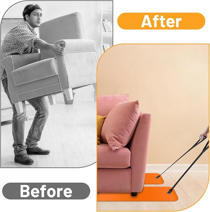 2Pcs Large Appliance Slider with Pull Strap,Pull Furniture Slides,Moving Furniture Gliders Heavy Duty Sliding Sheet for Moving Heavy Furniture,Cabinets,Safes on Carpet and Hardwood Floor (10''×60'')