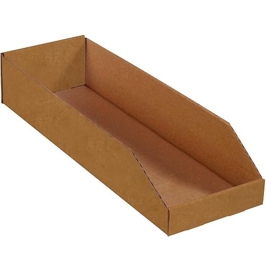 Partners Brand PBINMT824K Open Top Bin Boxes, 8" x 24" x 4 1/2", Kraft (Pack of 50)