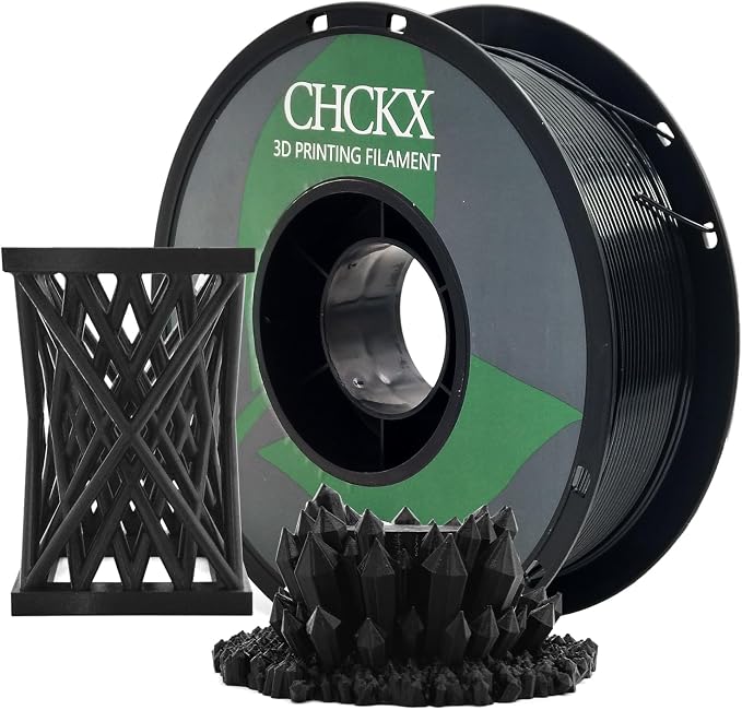PETG 3D Printer Filament, Dimensional Accuracy +/- 0.03 mm, 1kg Spool(2.2lbs), 1.75 mm Fit for Most 3D Printers, Black