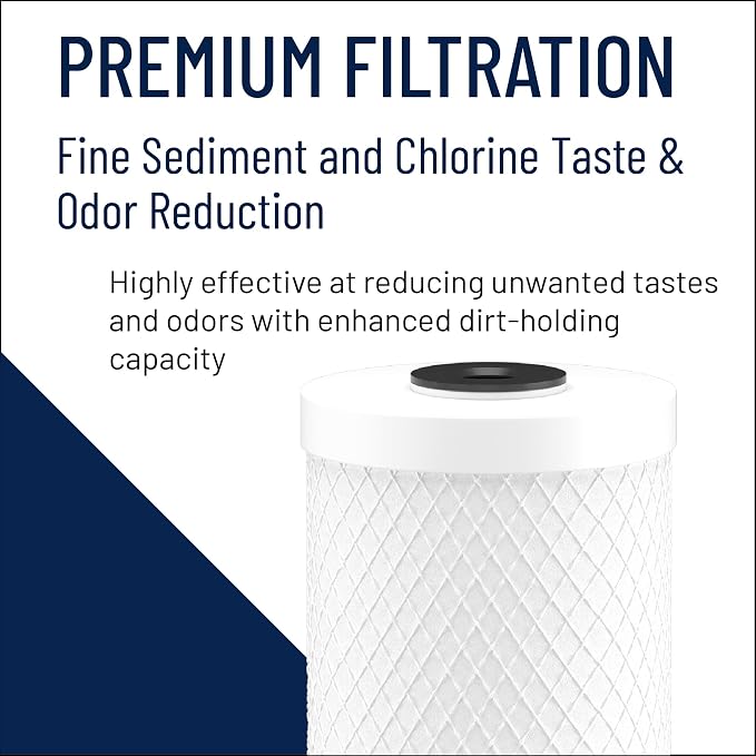 Pentair Pentek CBC-10 Carbon Block Water Filter, 10" x 2.5", Bonded Powdered Activated Carbon (PAC), 0.5 Micron, 20,000 Gallon Capacity, Pack of 2