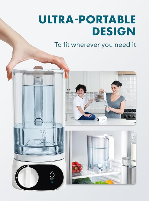 Piurify Compact 50 OZ Countertop Electric Water Filter Pitcher + 6-Month Filter | Removes 99% of Lead, Microplastics, PFAS & Chlorine | Carbon Block & UltraFiltration Technology | NSF Verified