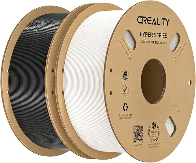 Creality Hyper PLA Filament 1.75mm 2KG(4.4lbs), High Speed PLA 30-600mm/s Rapid 3D Printer Filament, Dimensional Accuracy +/-0.02mm, Fit Most FDM 3D Printers, Black & White