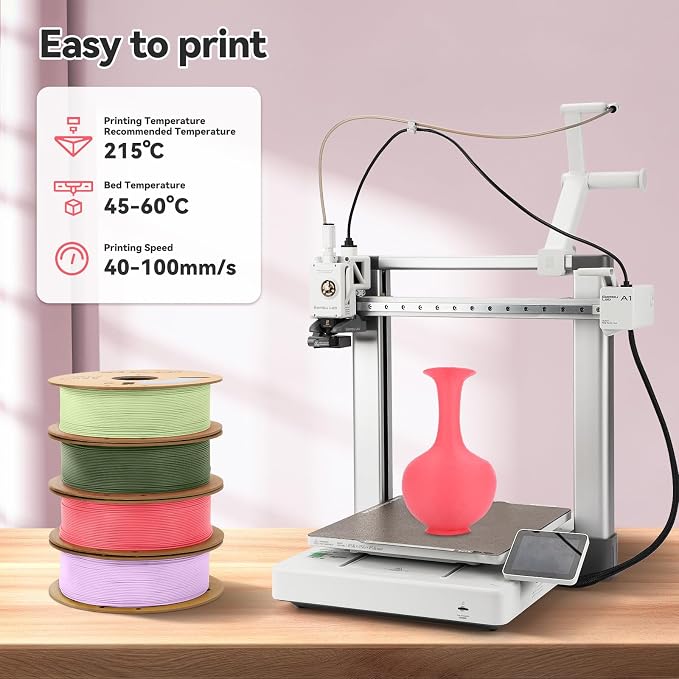 3DHoJor Matte PLA Filament 1.75mm, Upgrade 1kg Cardboard Spool PLA Filament 1.75 PLA 3D Printing Filament, Print with Most 3D Printers Using 3D Filament-Strawberry red