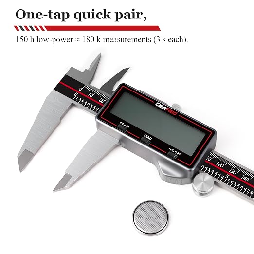 GemRed Wireless Digital Caliper, 12 inch Stainless Steel Measuring Tool with Data Output, Inch/MM Conversion, Zero Reset, Auto Off, for DlY, Woodworking, Household