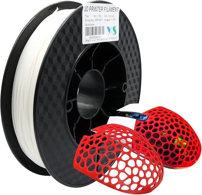 Yousu PVA Filament 1.75mm, Water Soluble Support 3D Printer Filament, 0.5kg, Natural PVA, Softens in 55-60°C Water Temperature for Easy Removal of Filament Support