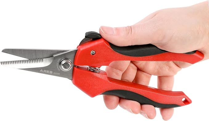 ARES 32005-7 1/2-Inch Multi-Purpose Shears - Finely Serrated High Carbon Stainless Steel Blades - Cuts Wire, Insulation, Soft Cable and More