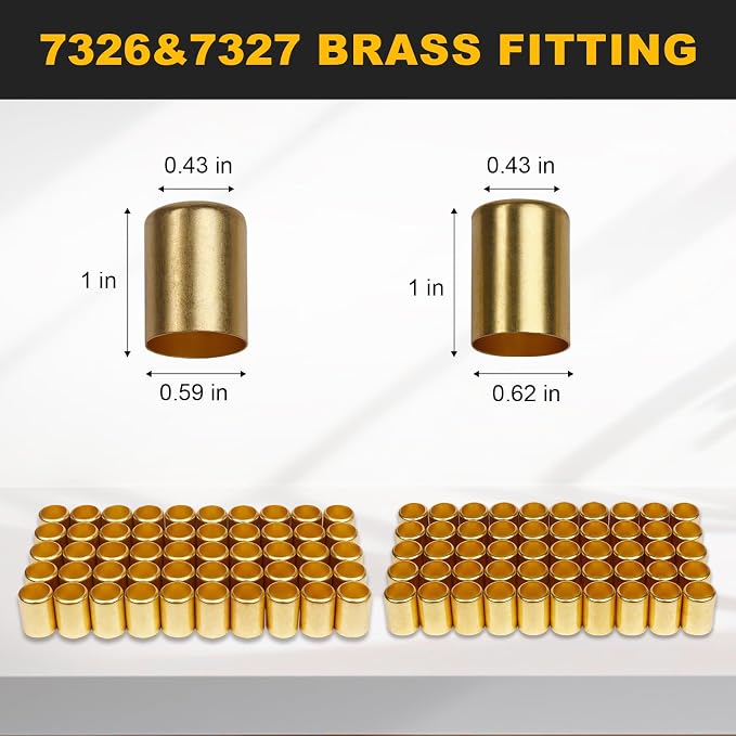 Heavy Duty Bench Hose Crimper Kit with 100 Brass Ferrules(50x 0.593" ID& 50x 0.625" ID), for 1/4", 5/16", 3/8" PVC Rubber Air Hoses, Portable Torch Hose Repair Crimping Tool