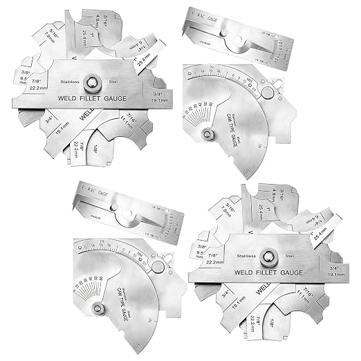 Hicarer 6 Piece Welding Measuring Tools Set, Includes 7Pcs Fillet Weld Gauge Gage Set, Single Weld Ruler and Stainless Steel Bridge Cam Measuring Gauge,Welding Inspection Kit