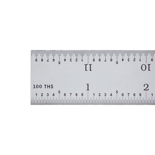 PEC Tools 12" Rigid Metal Rule, Designed for High-Accuracy Industrial Environments, Made in USA
