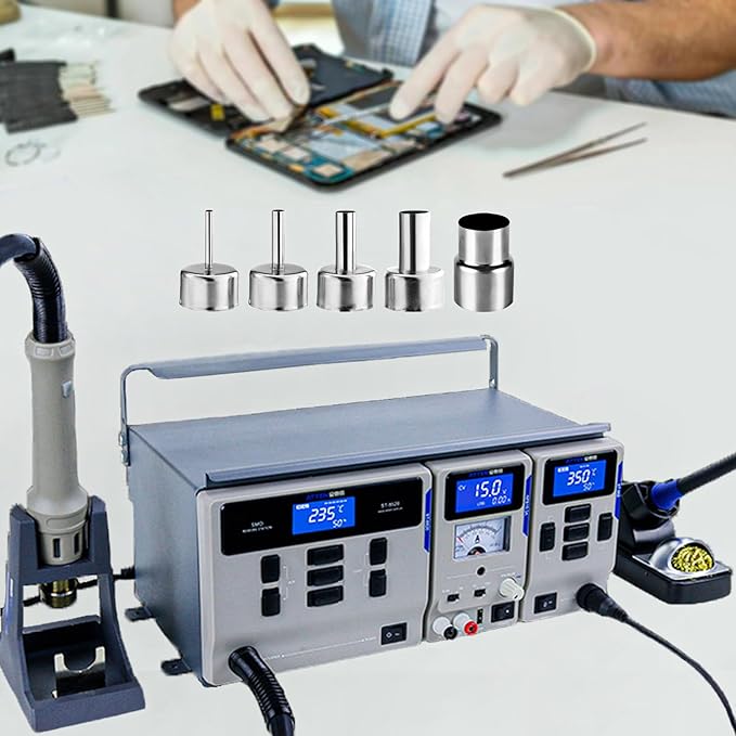 ATTEN-MS-300 3-in-1 Soldering Station, 110V Anti-Static Maintenance System, with 5 Air Nozzles, Suitable for Electronic Chip Maintenance