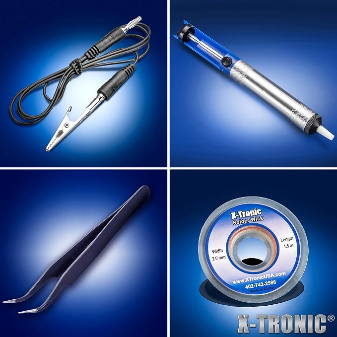 X-Tronic 4020-PRO-X • Hot Air Rework Station • 1000 Watt • Brushless DC Vortex Blower • Quick Change Nozzle Holder • 4 Presets • Temp Calibration, C/F, Auto Cool Down • 3 Straight/2 Spiral Nozzles!