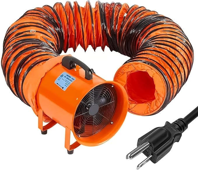 Garvee 12 in Utility Blower Exhaust Fan with 32.8 ft Duct, 3500 CFM Heavy Duty Industrial Blower Ventilation Fan, High Velocity Low Noise Extraction for Ventilating Workshops, Confined Space
